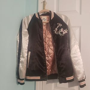 Papaya Embroidered Bomber Jacket Small